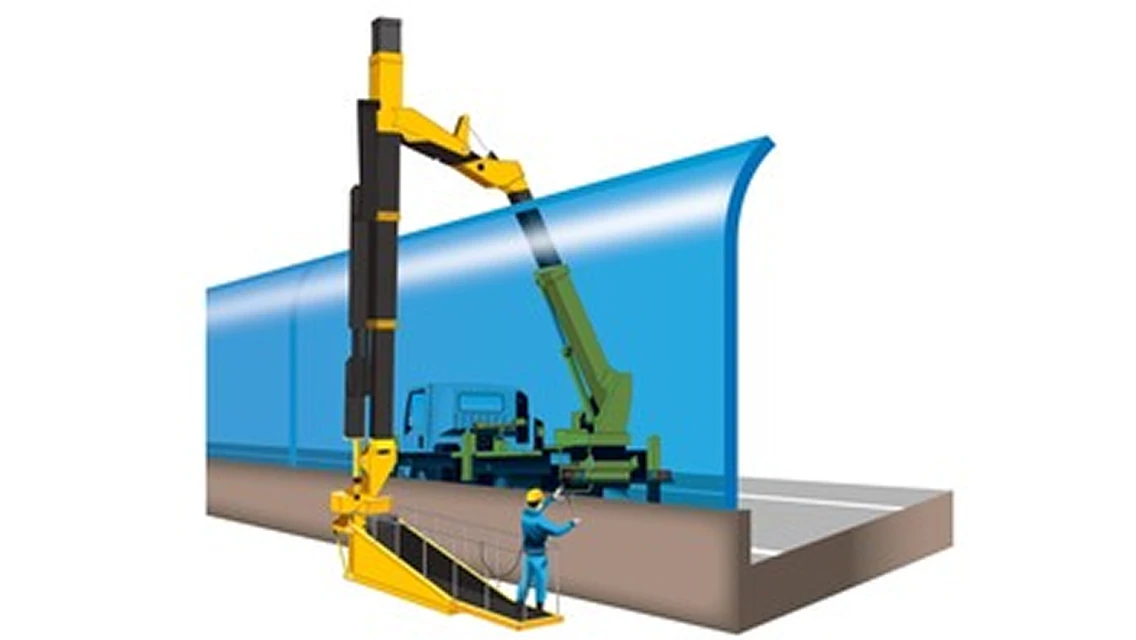 従来の橋梁点検車を用いた作業 （イメージ図）の画像