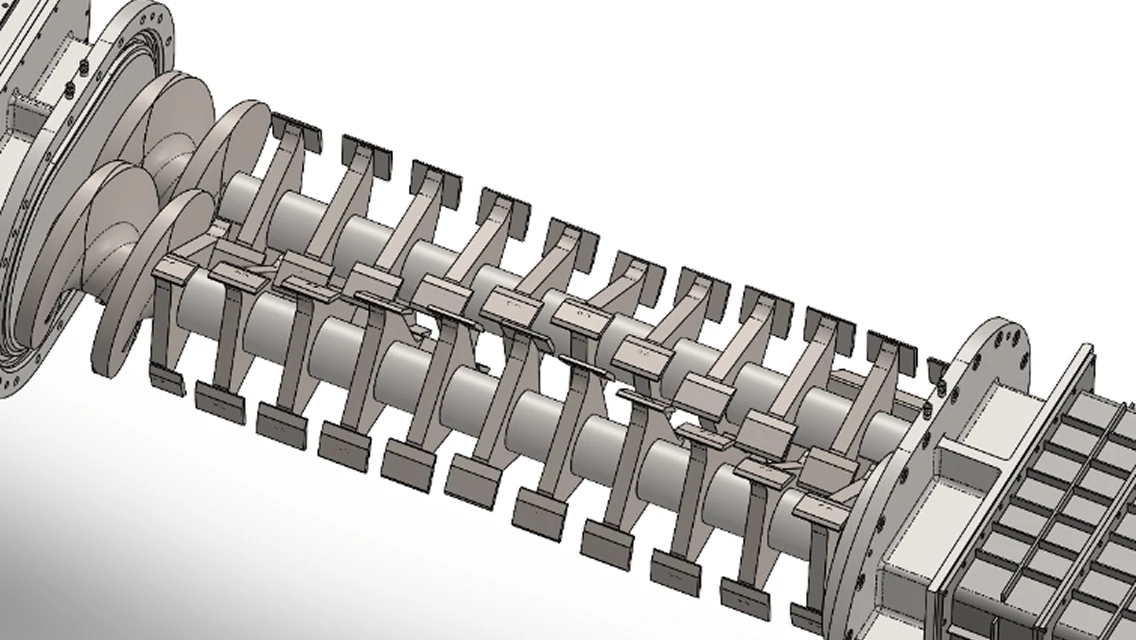 長い滞留時間を達成するための独自形状パドルの画像