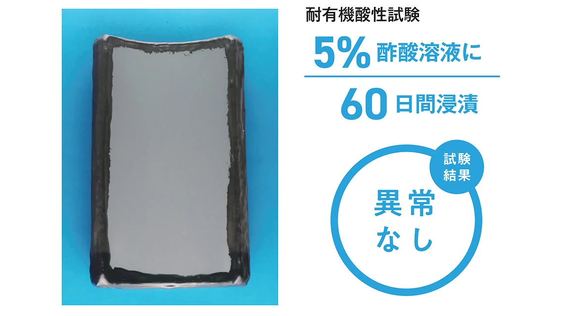 耐有機酸性試験結果5%硫酸溶液に60日浸漬の画像