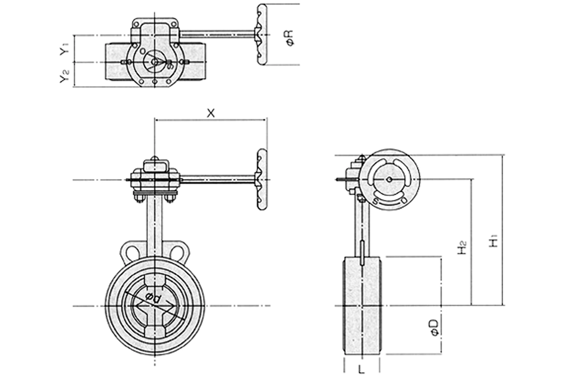 給湯用白蝶 外形・寸法の画像